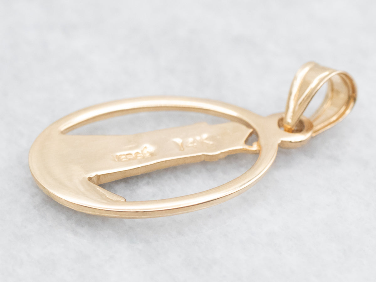 Gold Lighthouse Pendant with Oval Frame