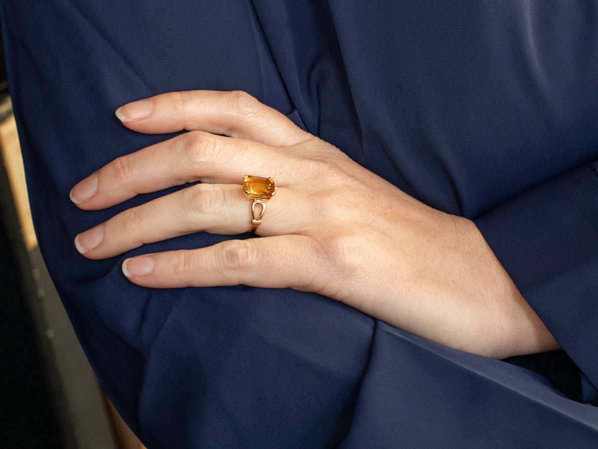 Vintage Fancy Cut Citrine Ring