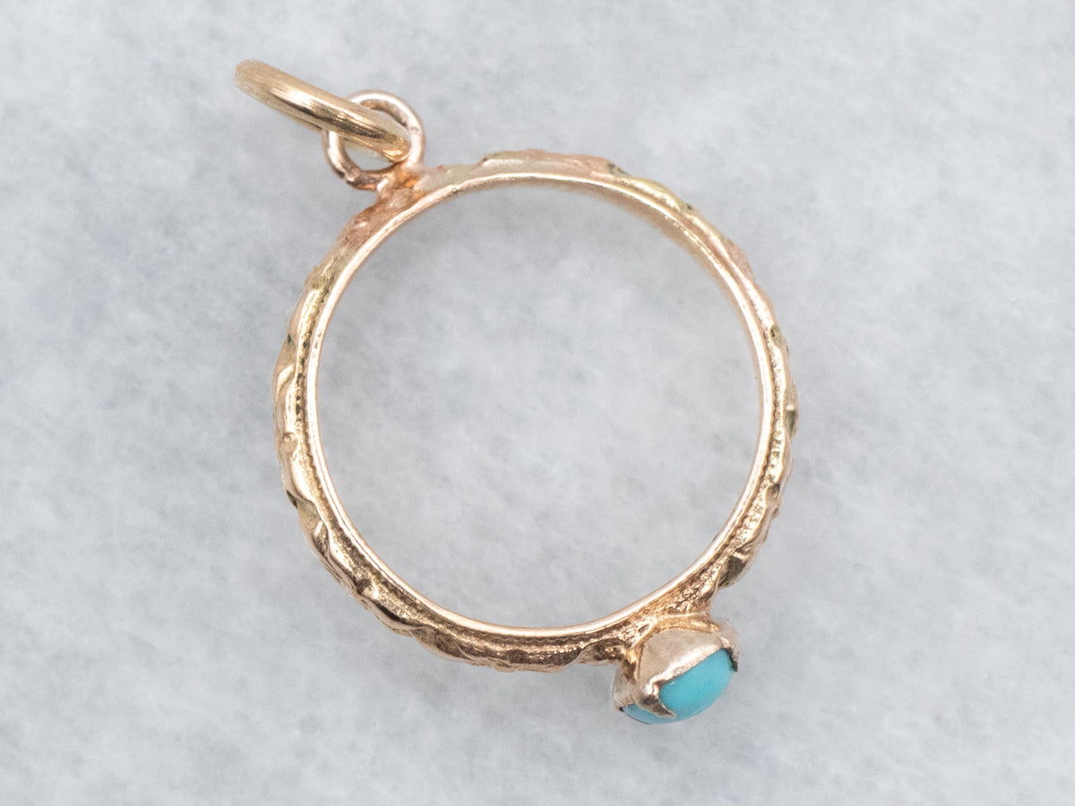 Turquoise Patterned Shank Baby Ring Pendant