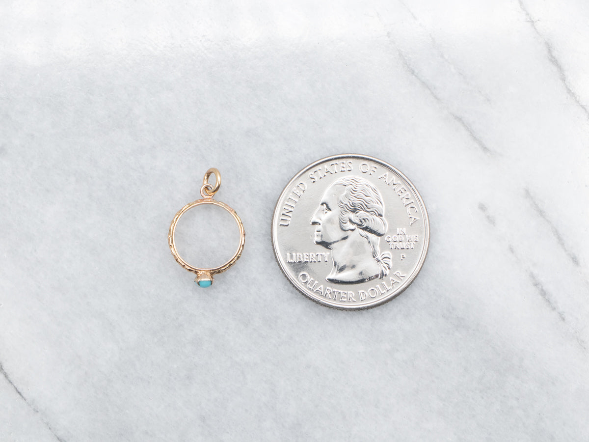 Turquoise Patterned Shank Baby Ring Pendant