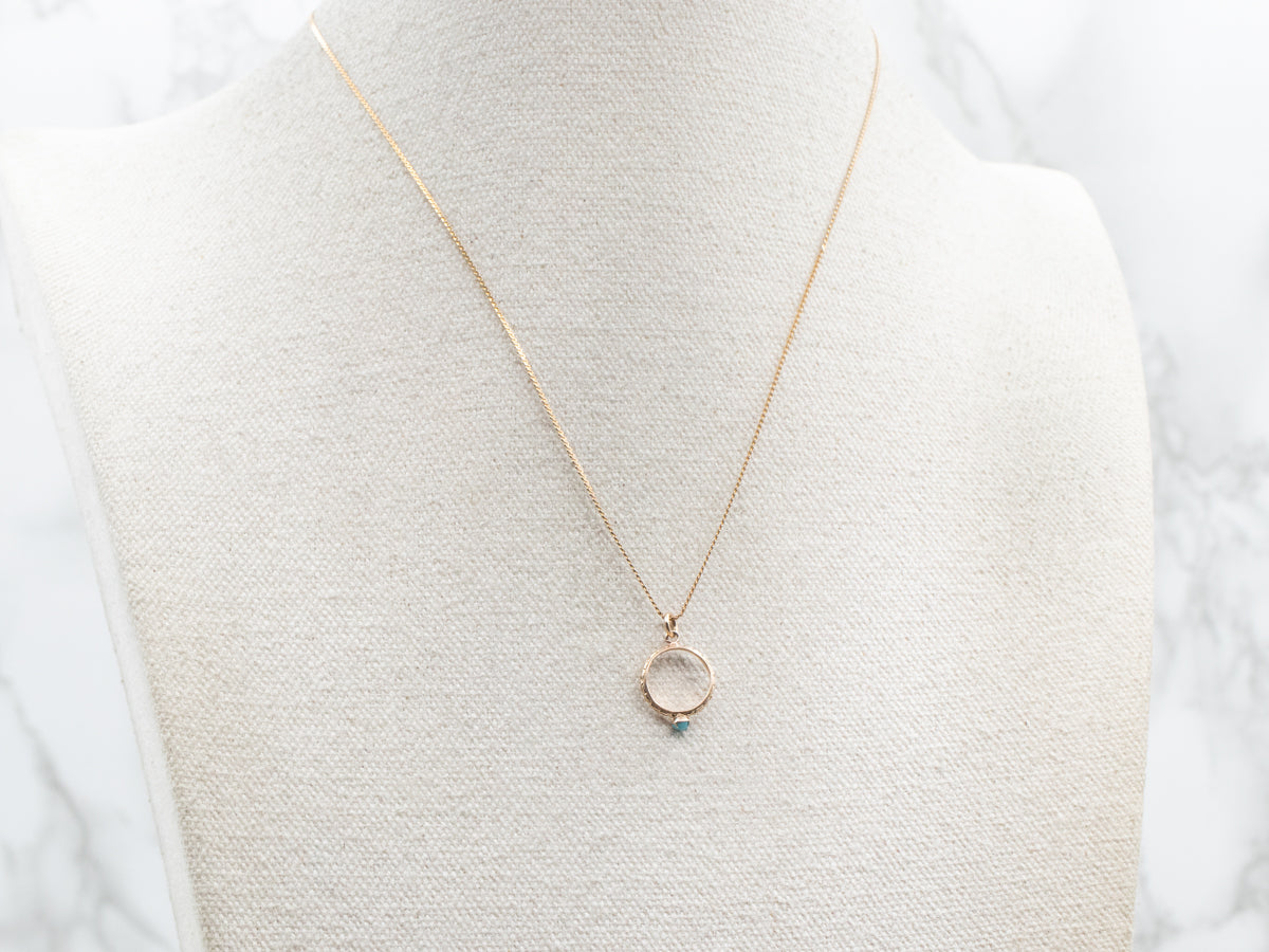 Turquoise Patterned Shank Baby Ring Pendant