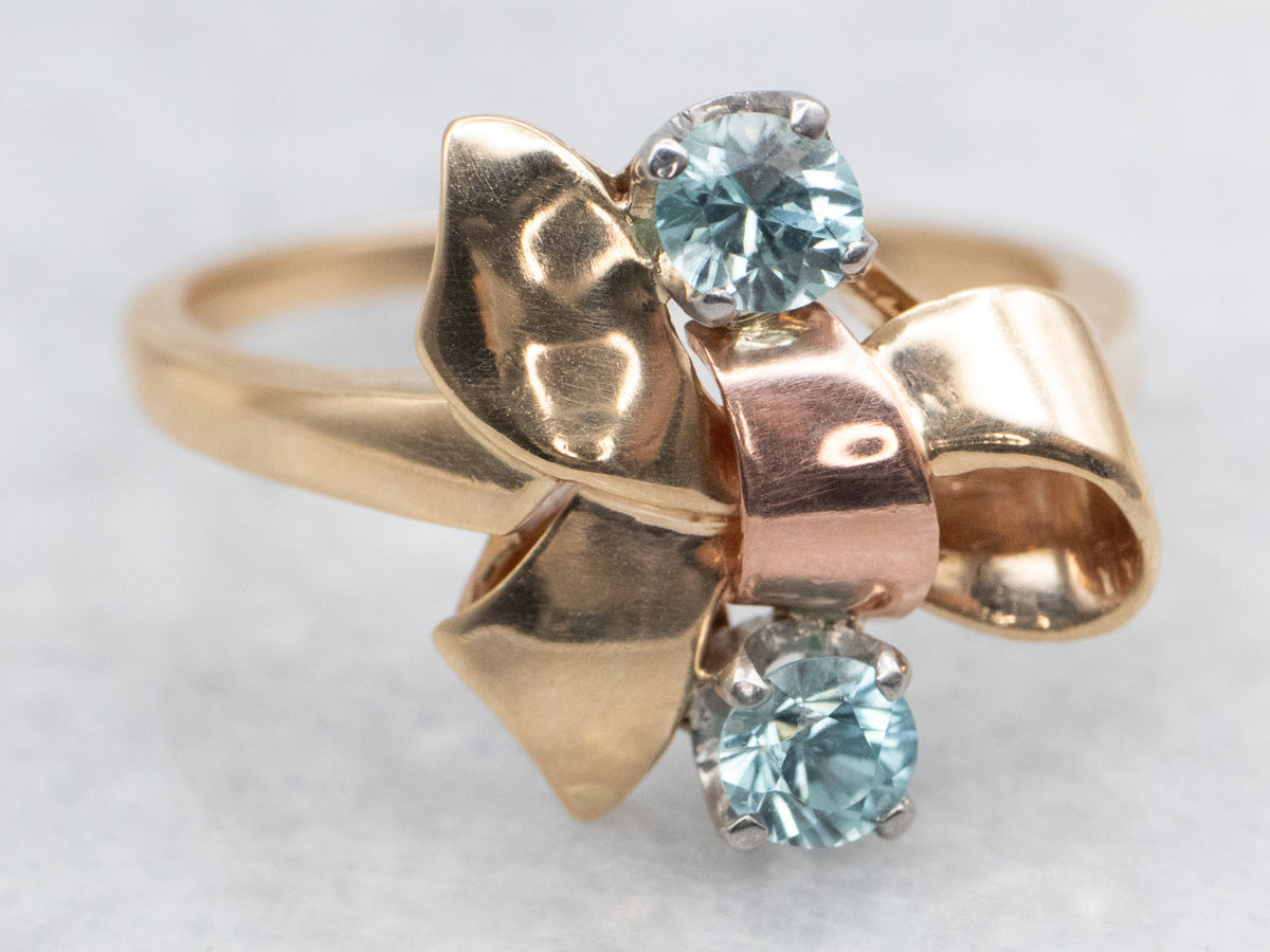 Blue Zircon Ribbon Ring