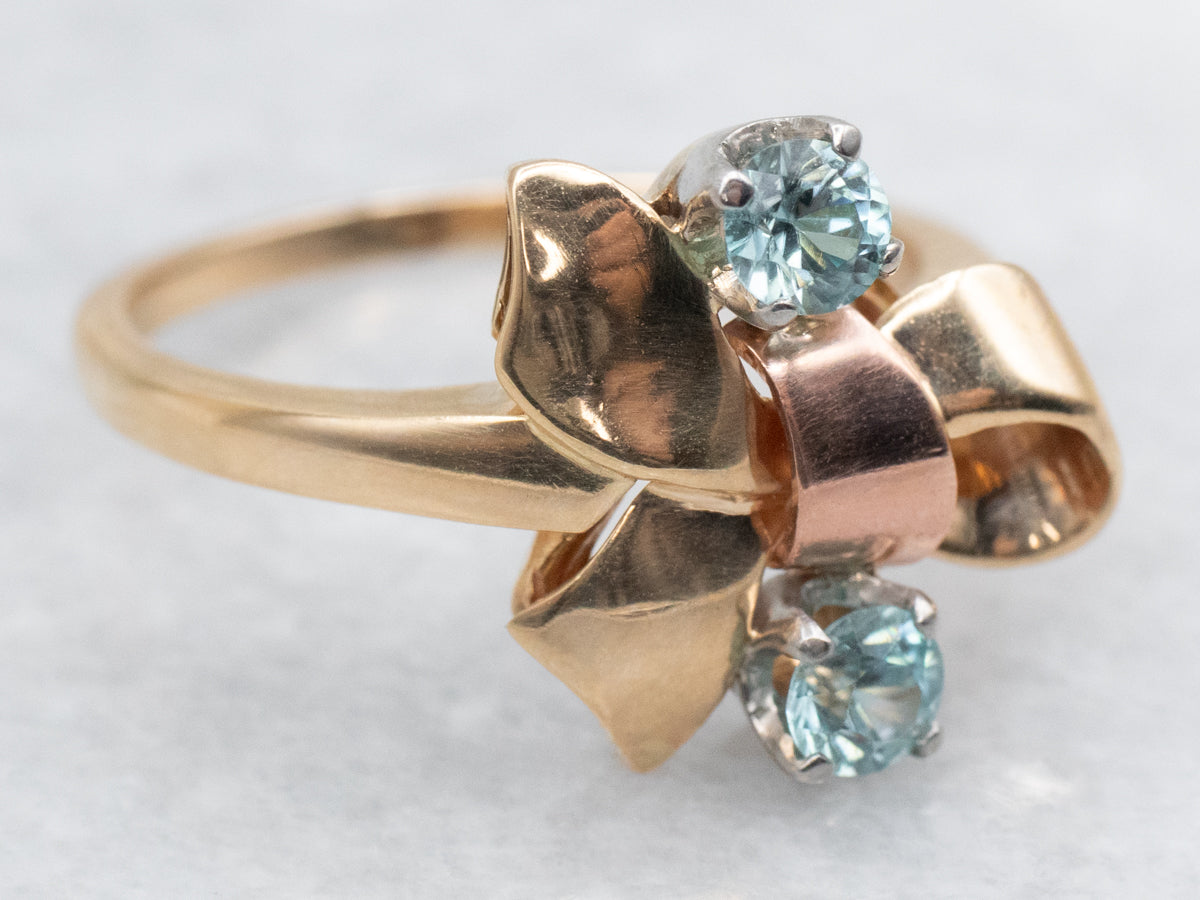 Blue Zircon Ribbon Ring