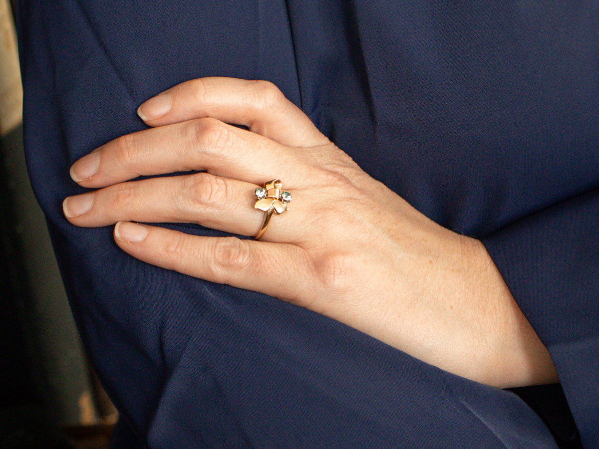 Blue Zircon Ribbon Ring