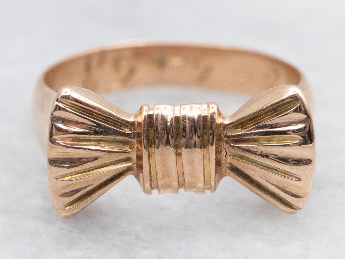 Vintage Yellow Gold Bow Ring