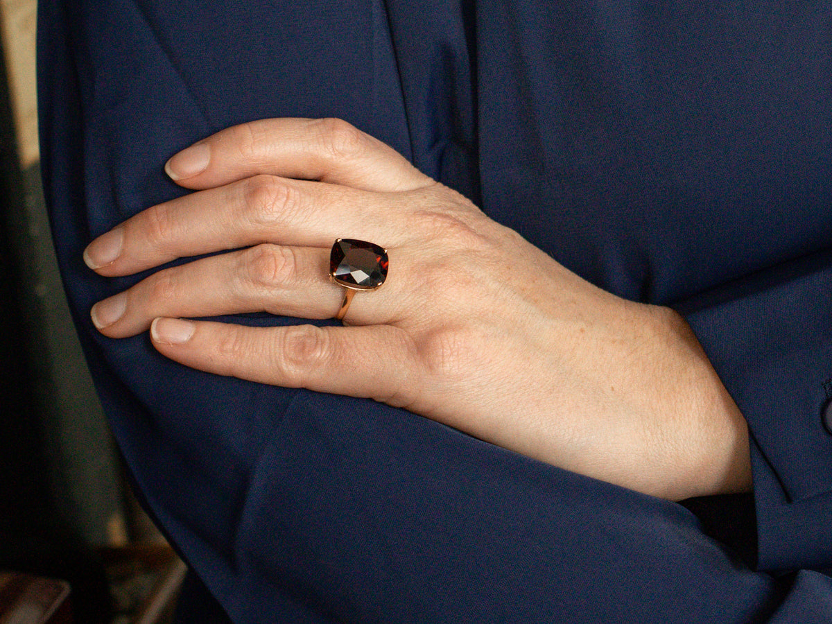 Garnet Solitaire Cocktail Ring