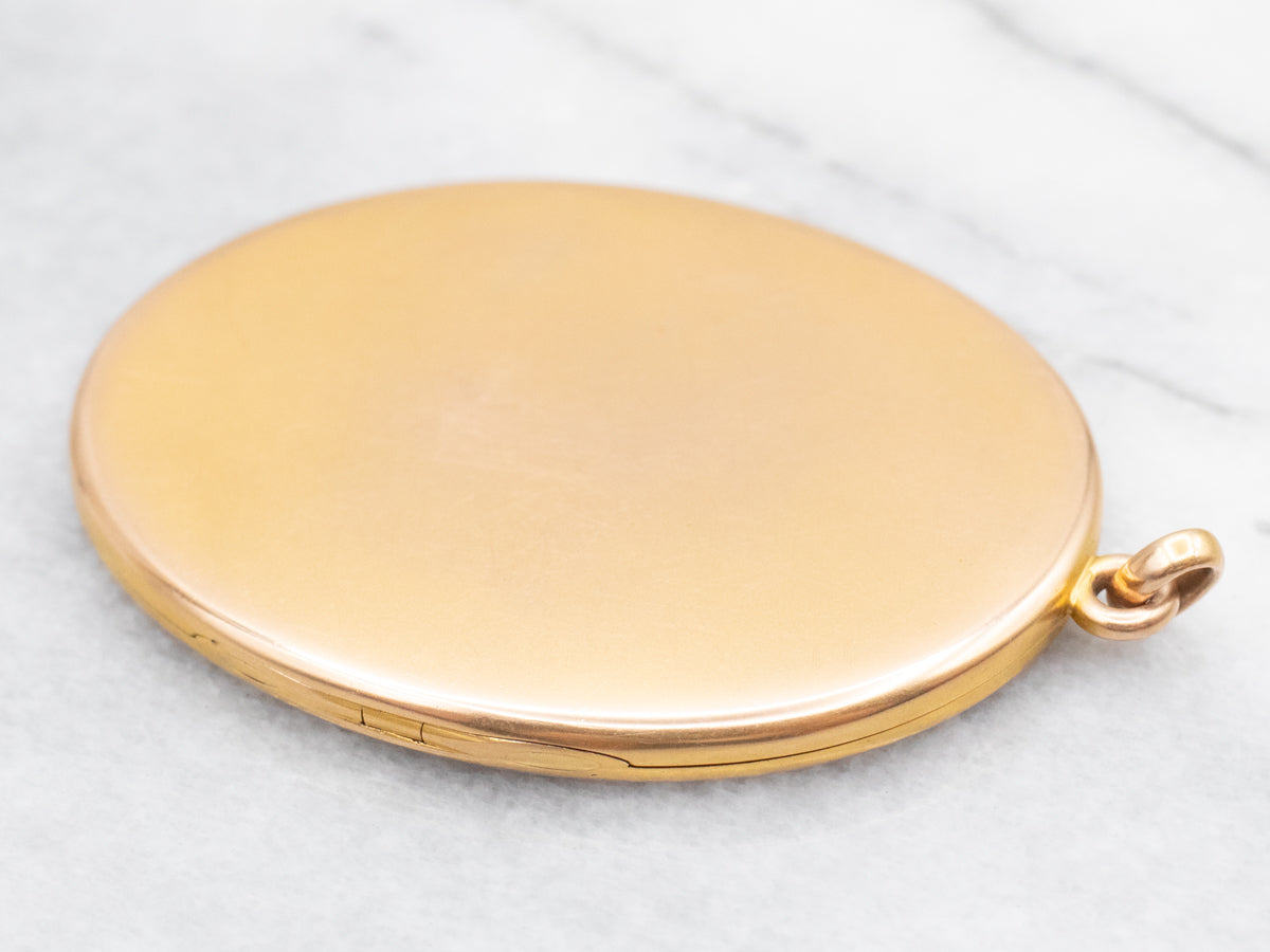 Large Victorian Bloomed Gold "FHM" Monogrammed Locket