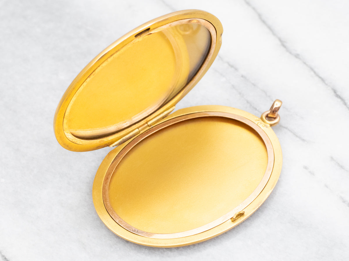 Large Victorian Bloomed Gold "FHM" Monogrammed Locket