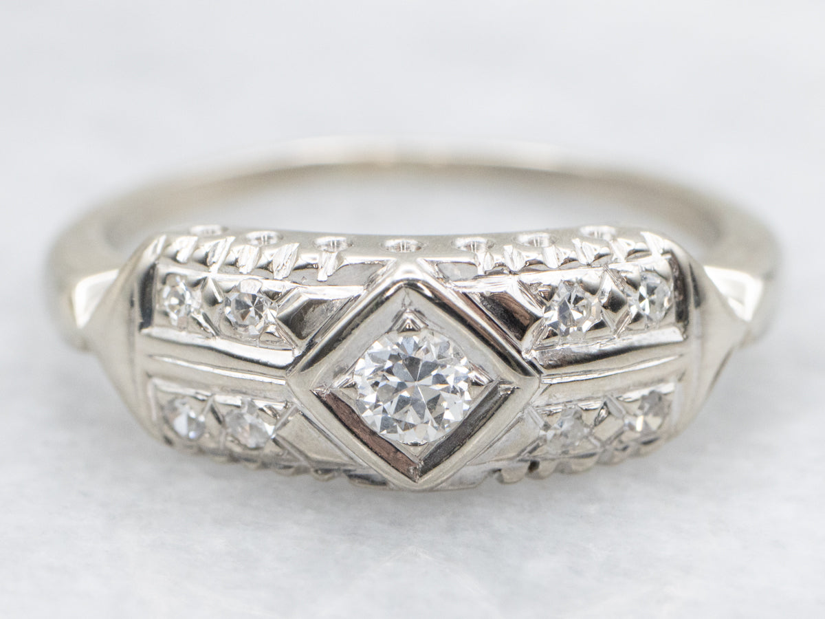 Retro European Cut Diamond Ring