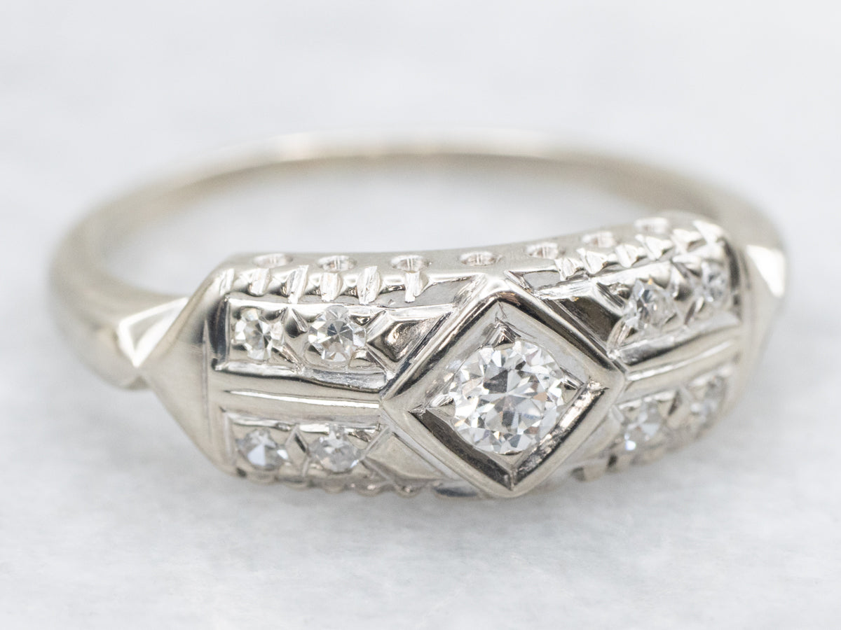 Retro European Cut Diamond Ring