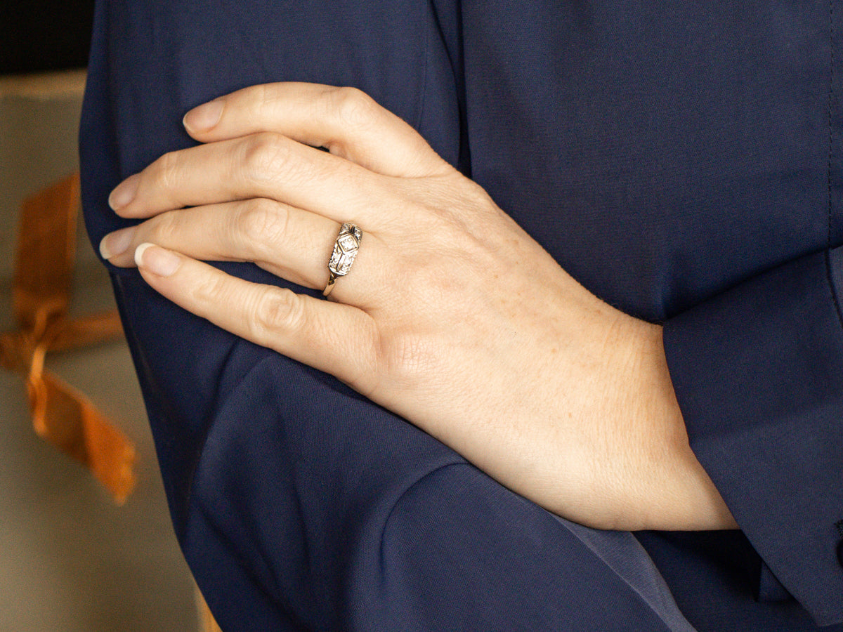 Retro European Cut Diamond Ring