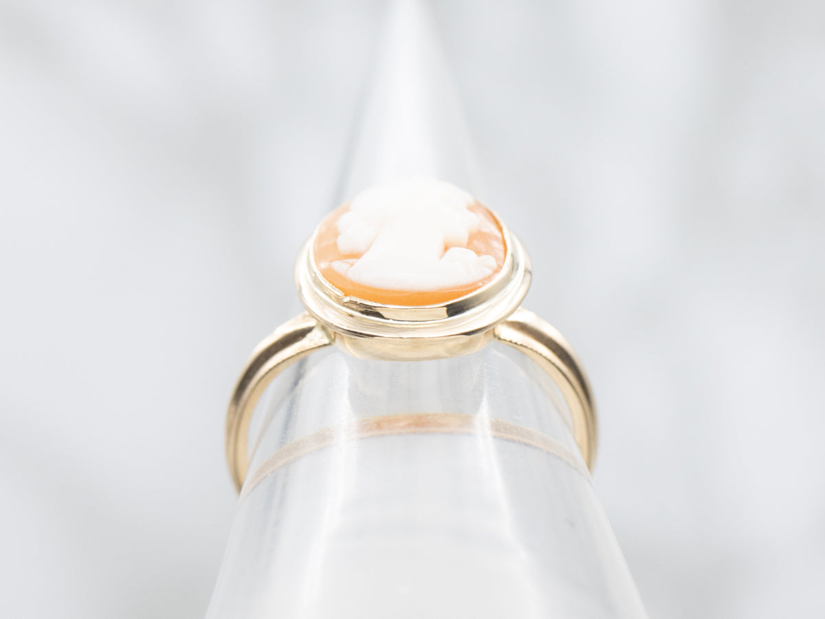 Mid-Century Gold Bezel Set Cameo Ring