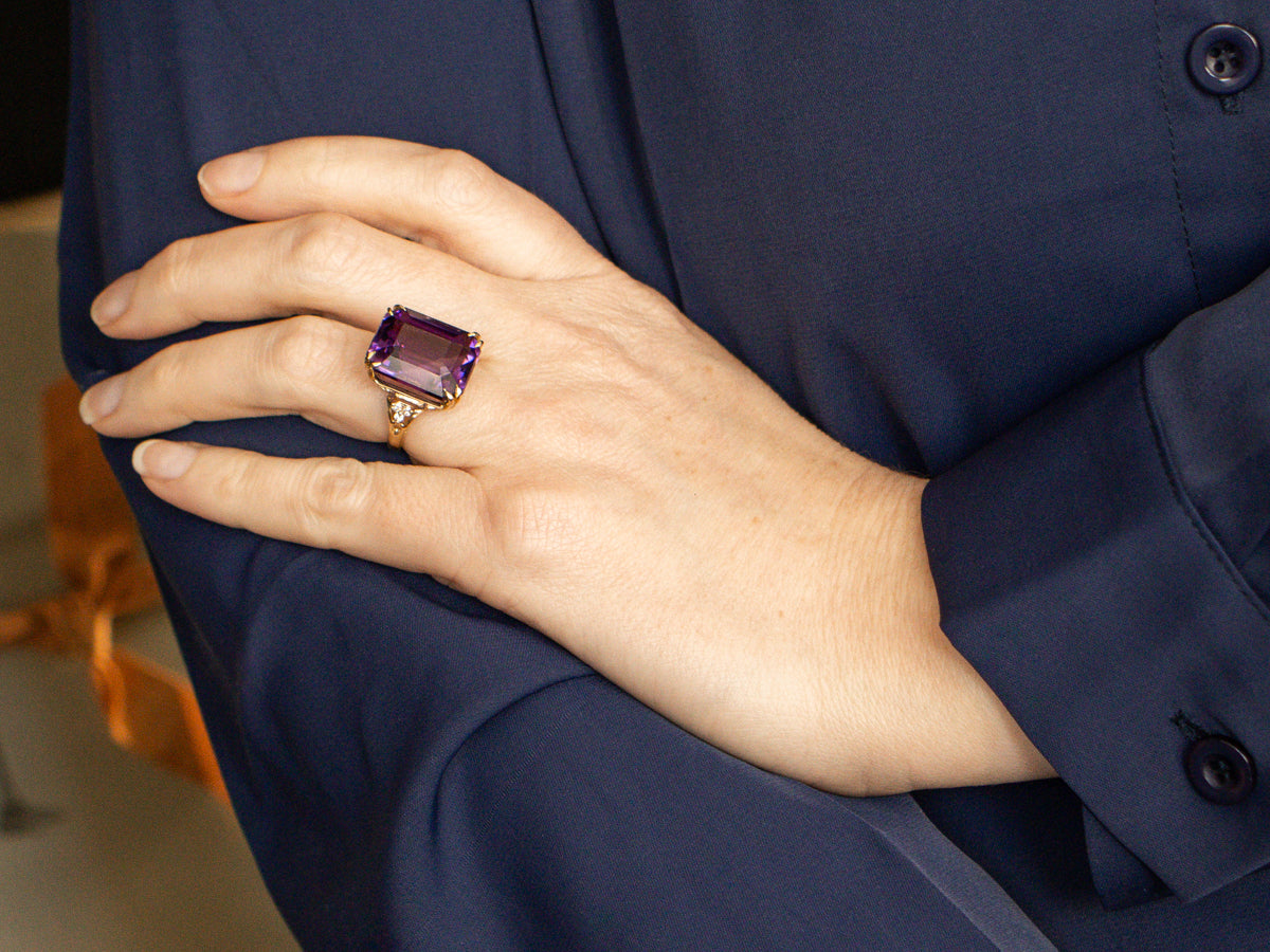 Amethyst and Diamond Cocktail Ring