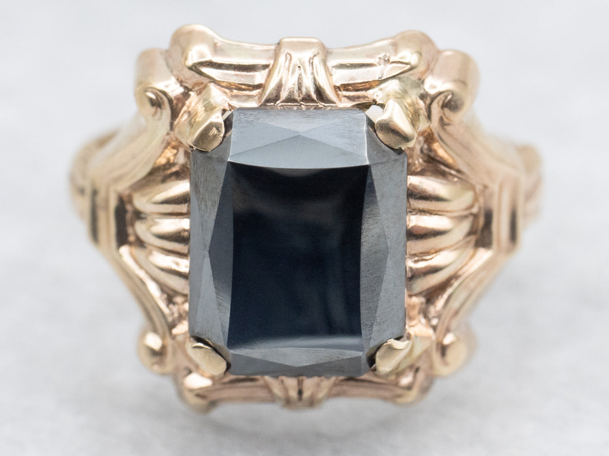 Ladies Vintage Hematite Solitaire Ring