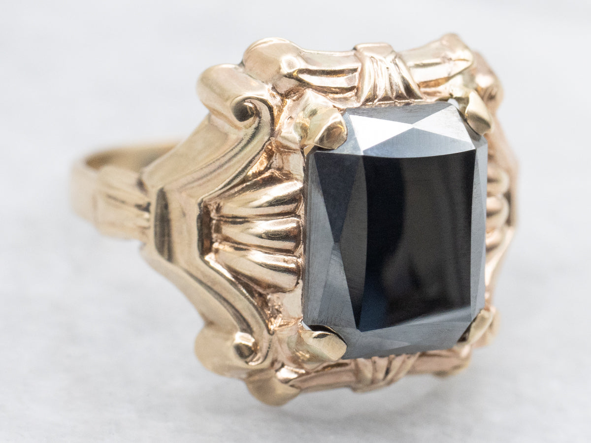 Ladies Vintage Hematite Solitaire Ring