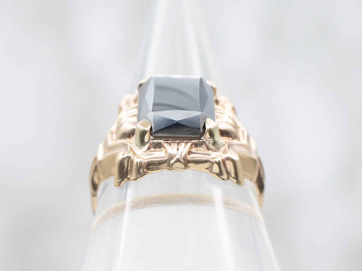 Ladies Vintage Hematite Solitaire Ring