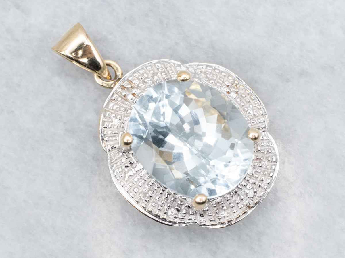 Two Tone Aquamarine and Diamond Pendant
