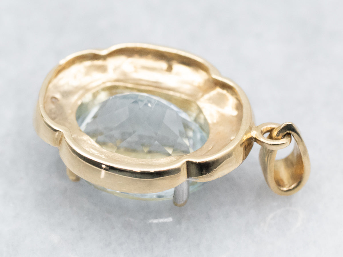 Two Tone Aquamarine and Diamond Pendant