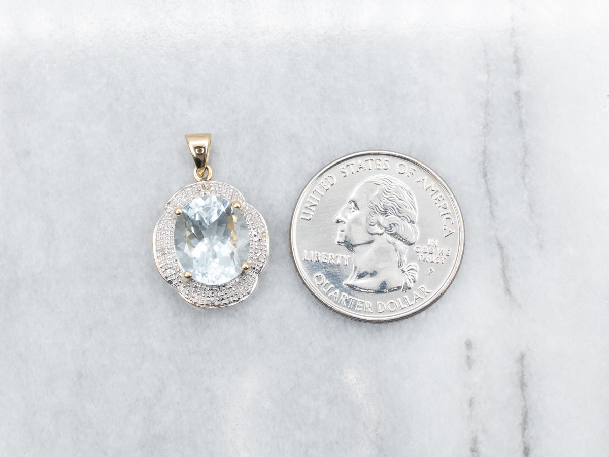 Two Tone Aquamarine and Diamond Pendant