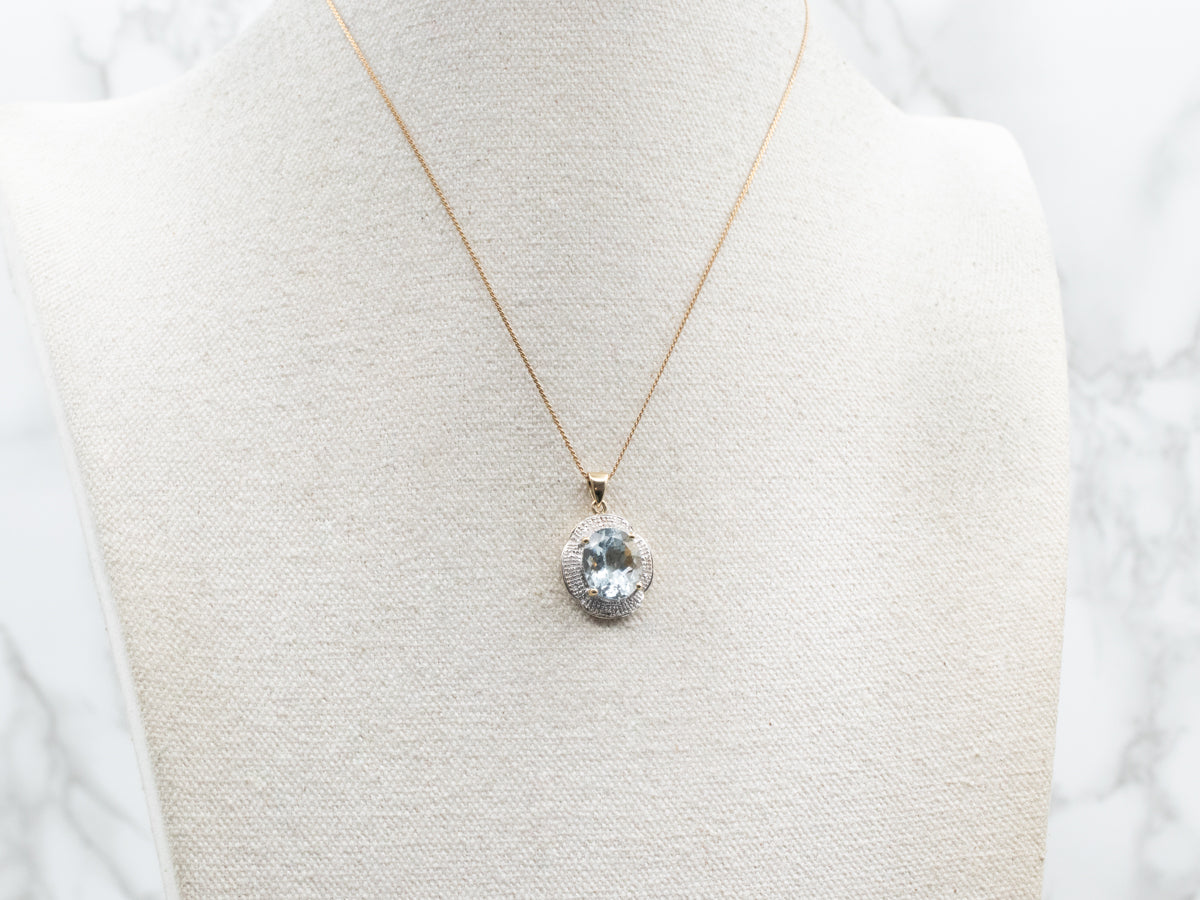 Two Tone Aquamarine and Diamond Pendant