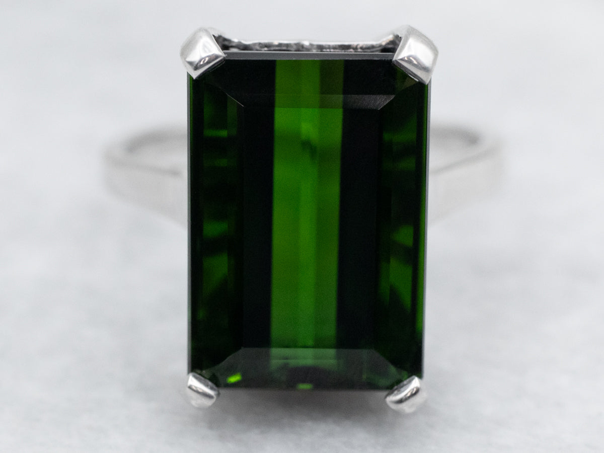 Vintage Green Tourmaline Solitaire Ring