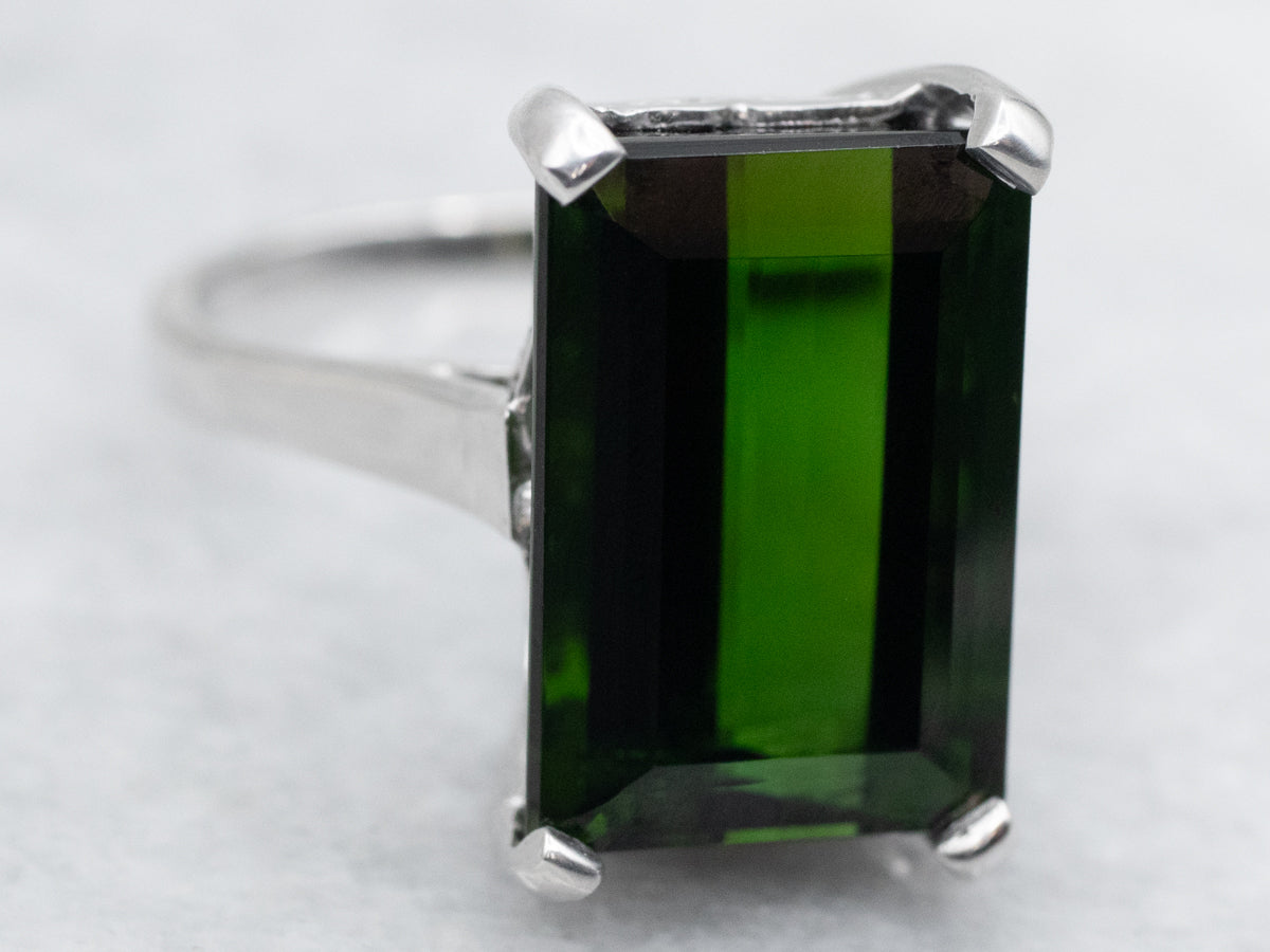 Vintage Green Tourmaline Solitaire Ring