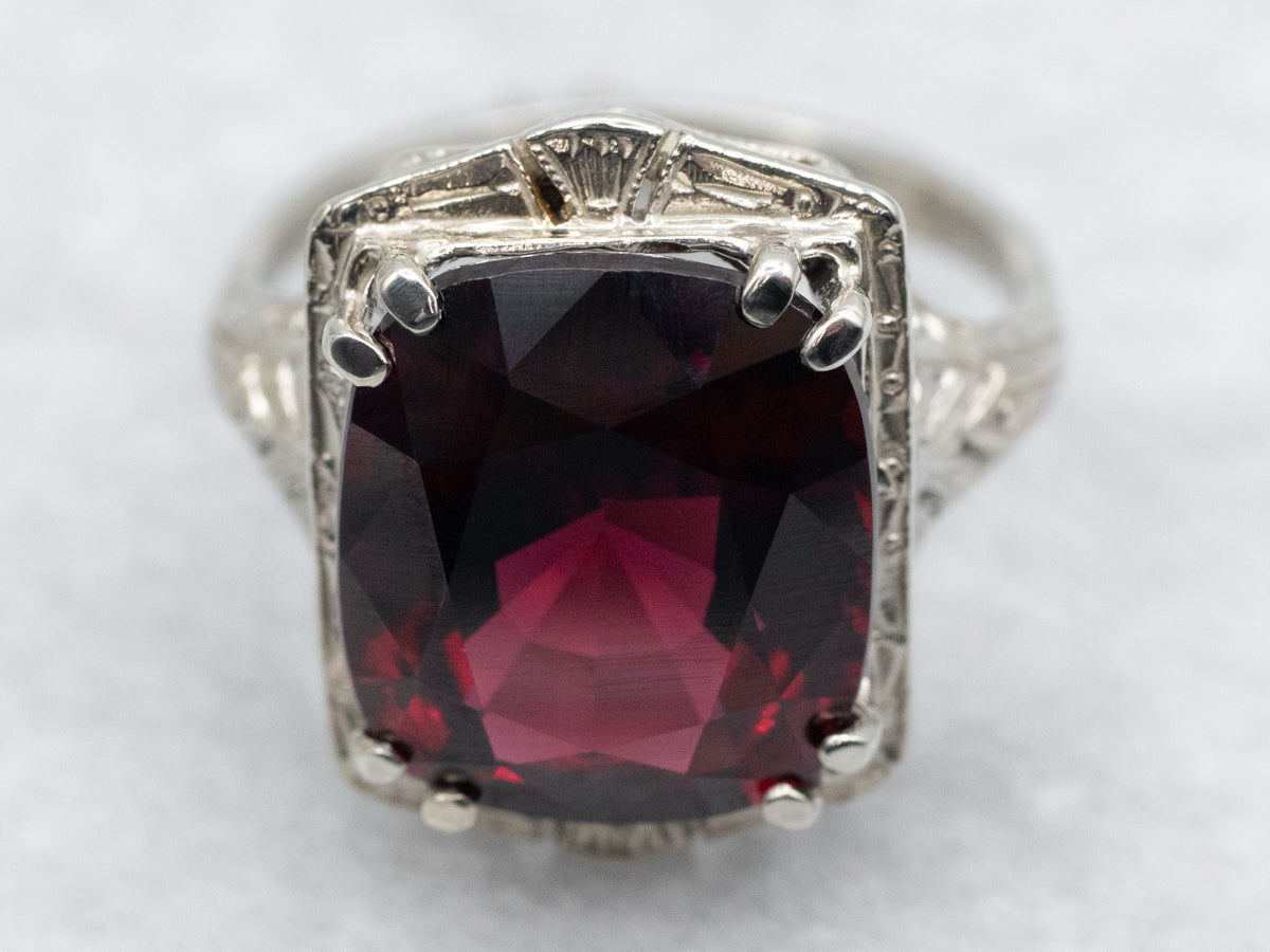 Art Deco Rhodolite Garnet Solitaire Ring