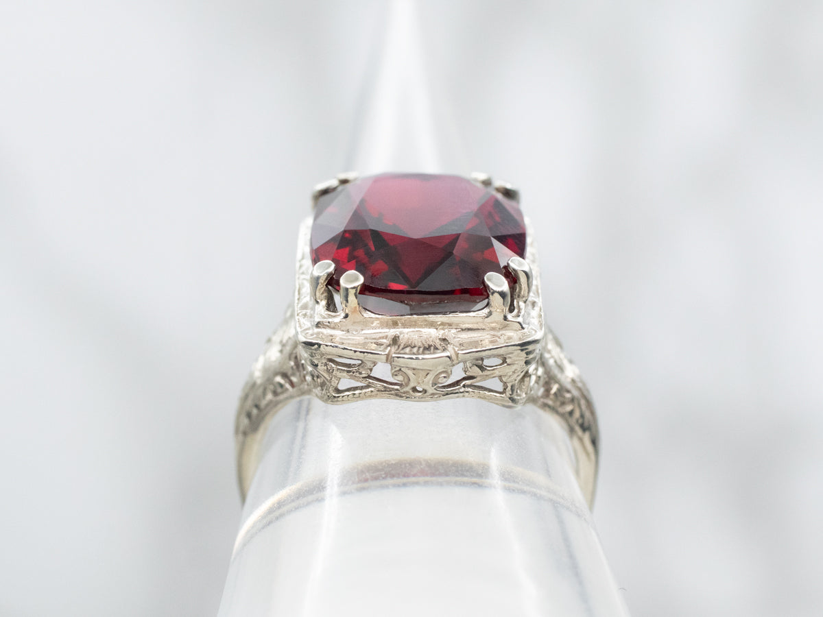 Art Deco Rhodolite Garnet Solitaire Ring