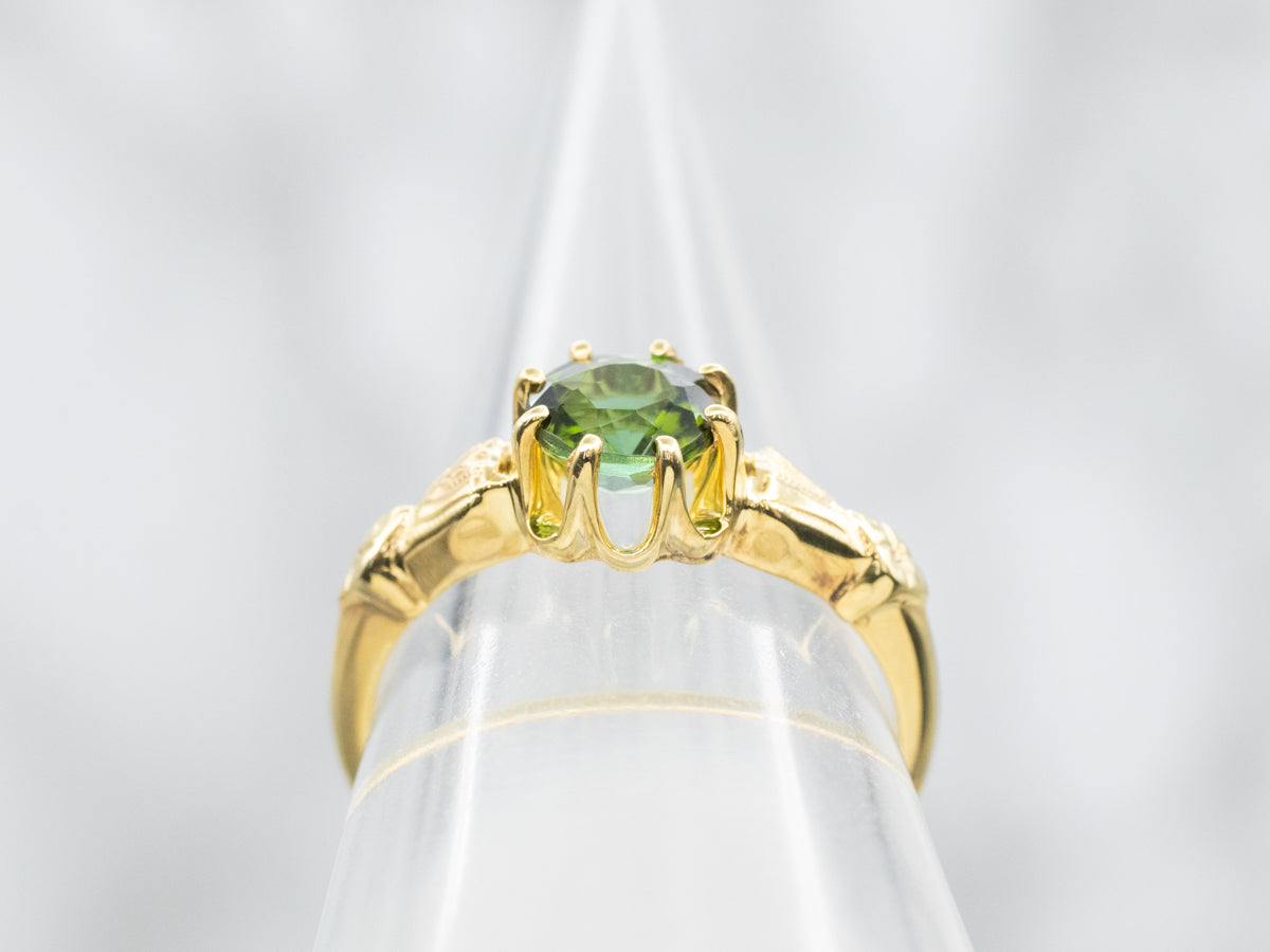 Claw Prong Green Tourmaline Solitaire Ring