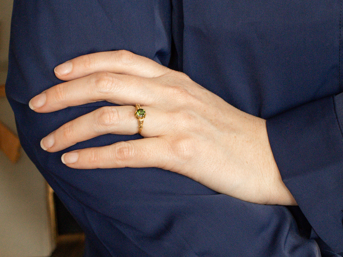 Claw Prong Green Tourmaline Solitaire Ring