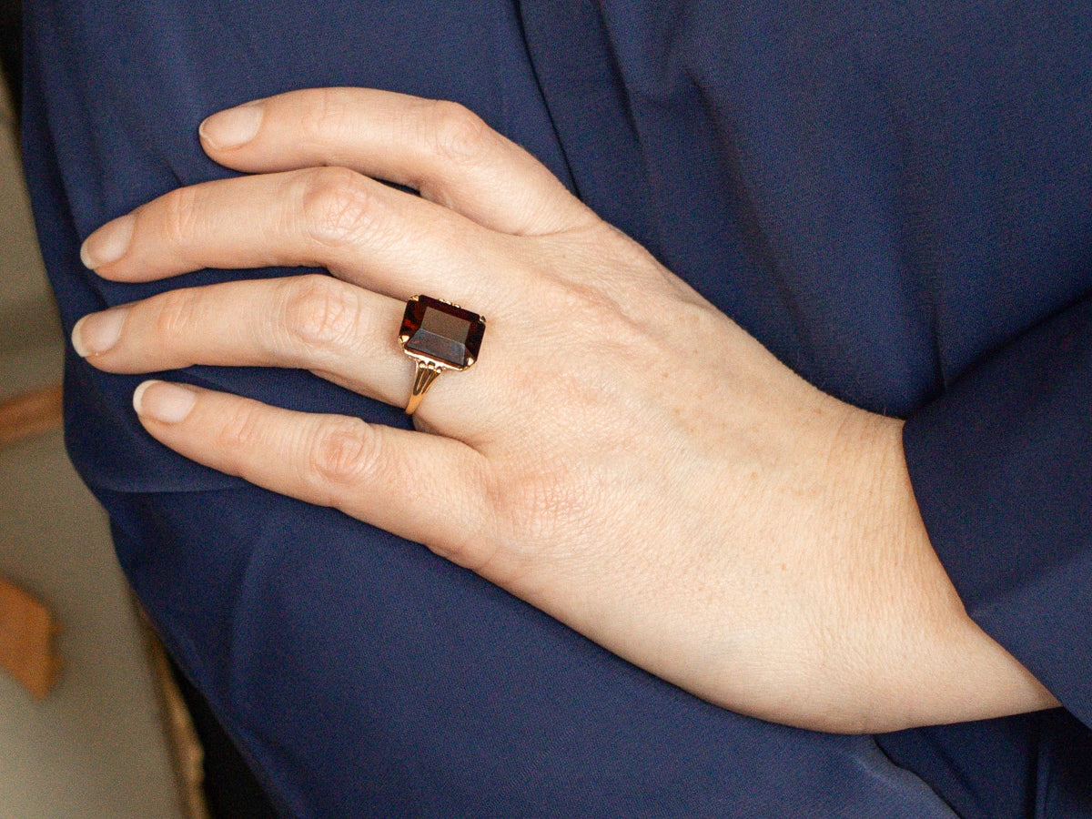 Garnet Solitaire Cocktail Ring