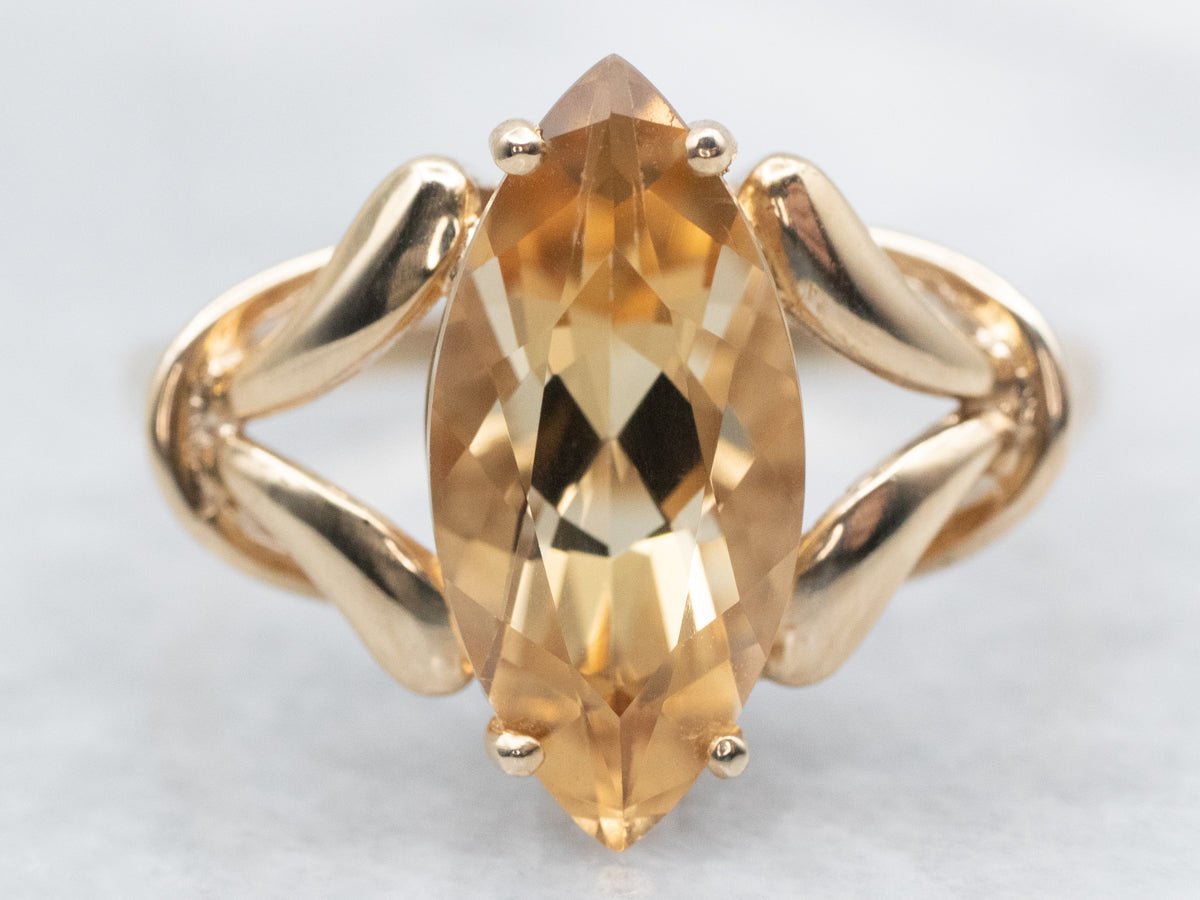 Citrine Solitaire Split Shank Statement Ring