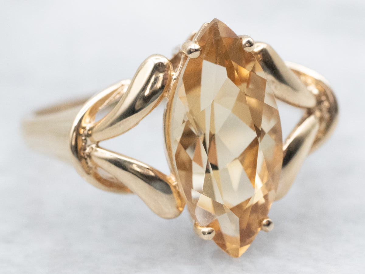 Citrine Solitaire Split Shank Statement Ring
