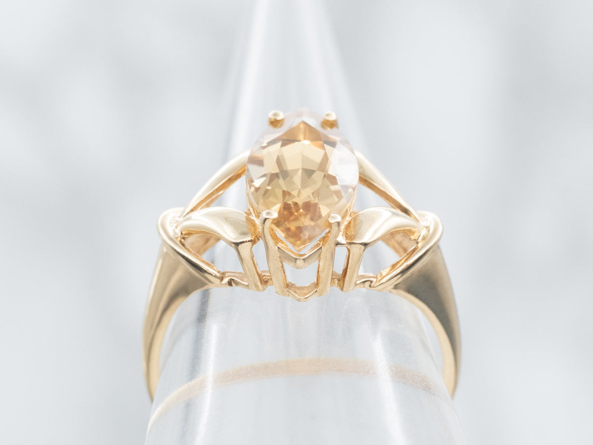 Citrine Solitaire Split Shank Statement Ring