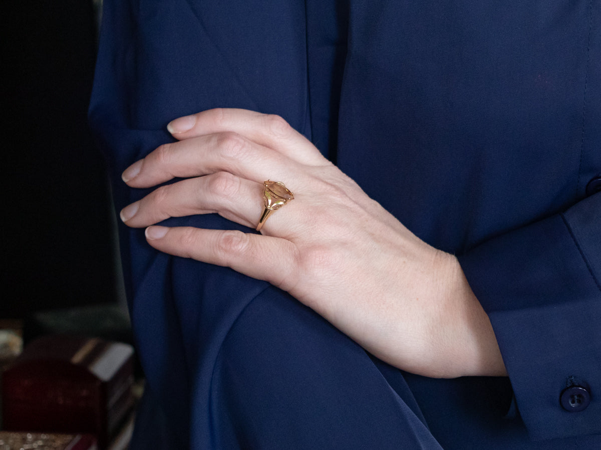 Citrine Solitaire Split Shank Statement Ring