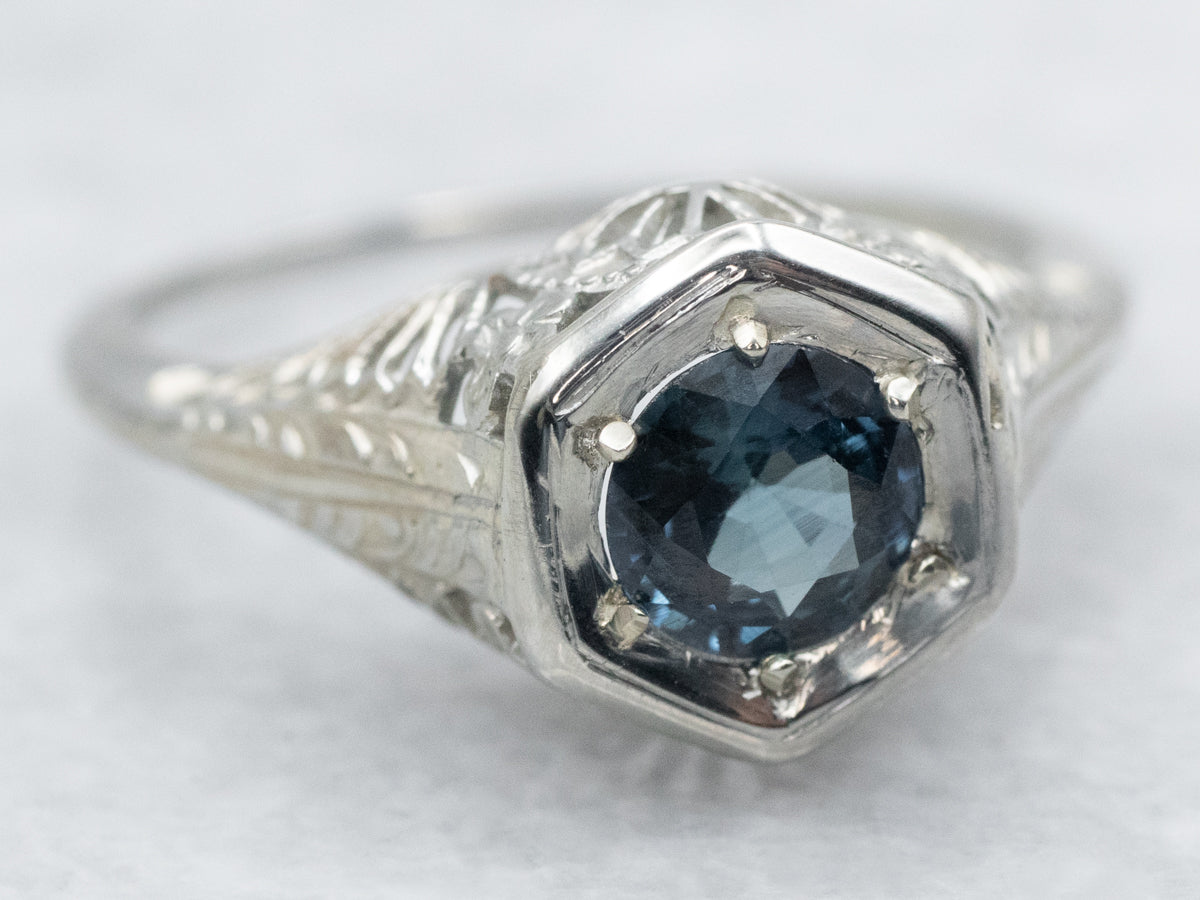 Art Deco Sapphire Solitaire Engagement Ring