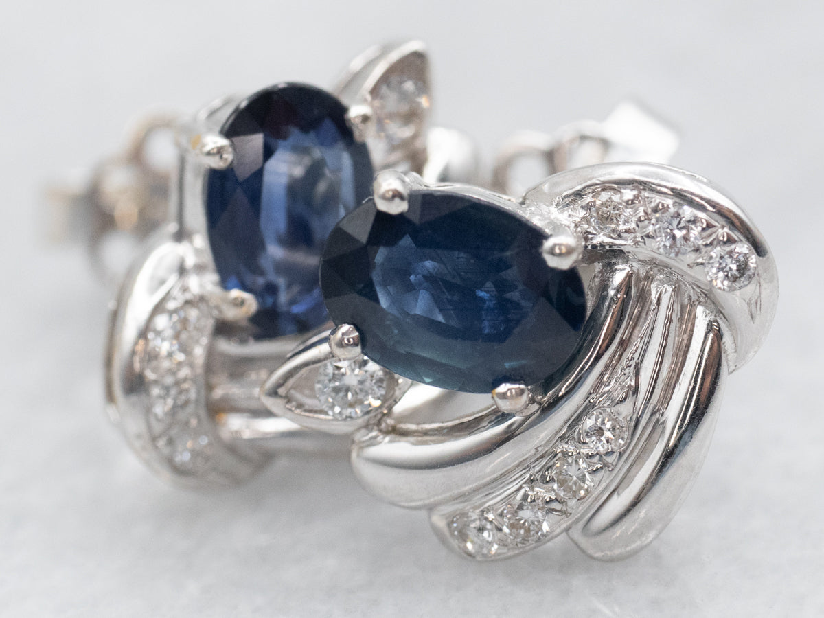 Sapphire and Diamond 18K Gold Stud Earrings