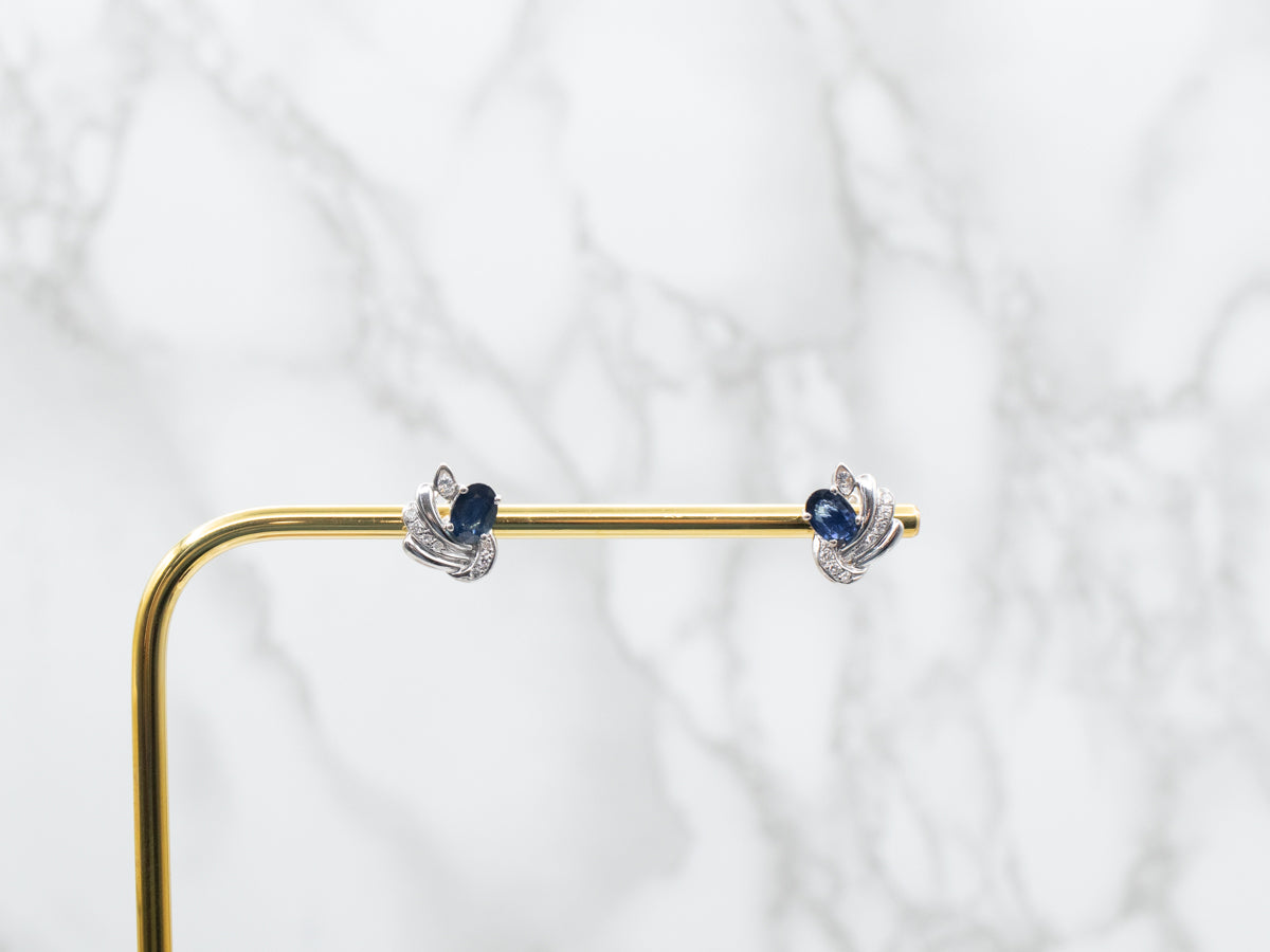 Sapphire and Diamond 18K Gold Stud Earrings
