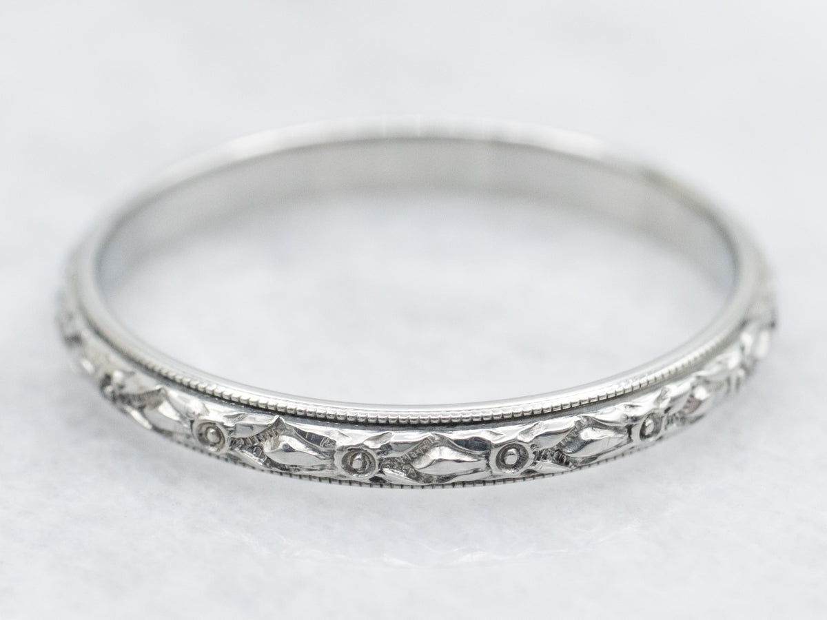 Vintage 18-Karat Gold Floral Pattern Band