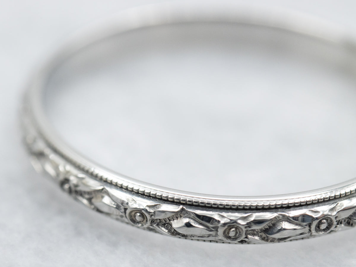 Vintage 18-Karat Gold Floral Pattern Band