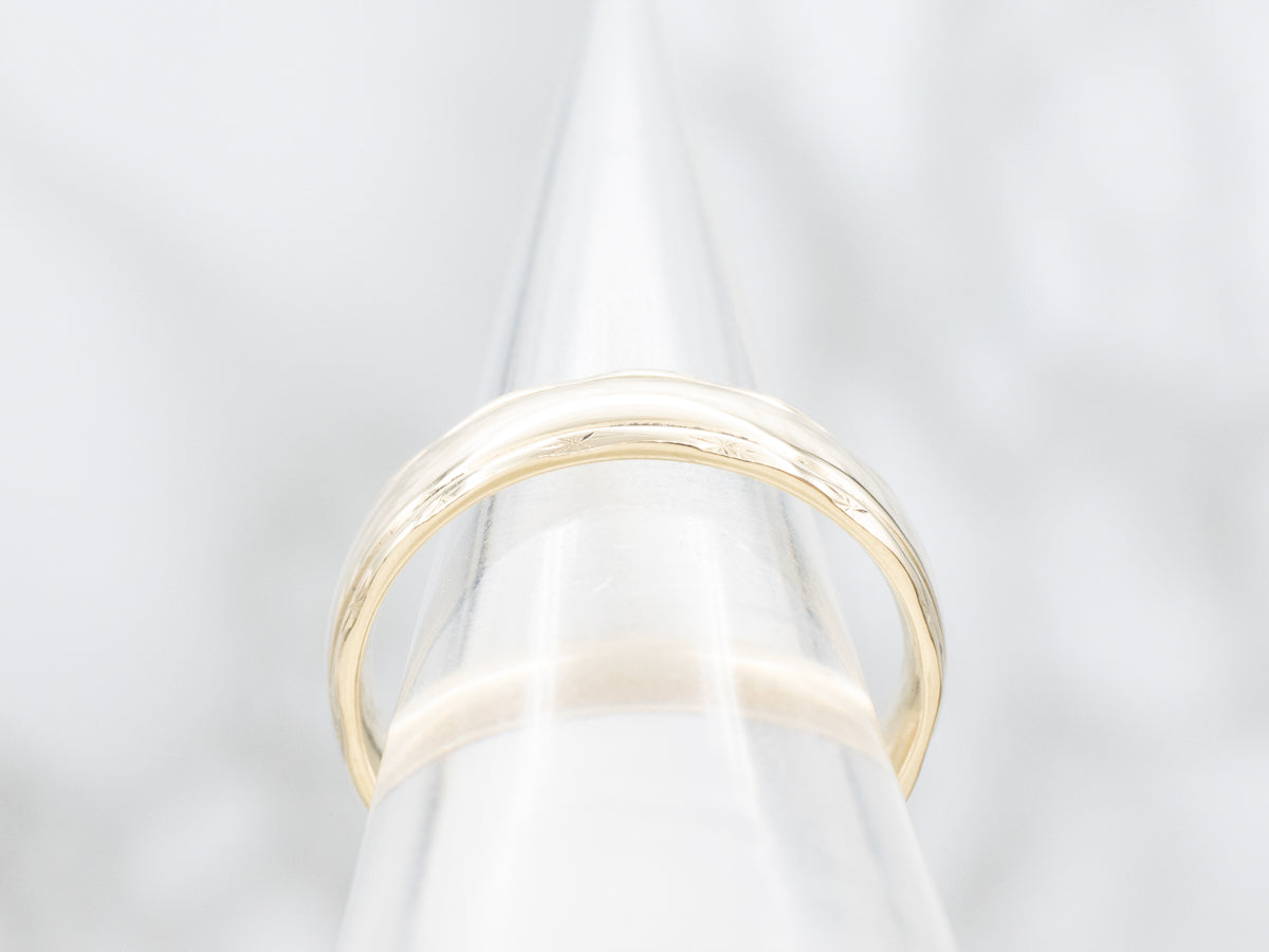 Men's Gold Wedding Band with Patterned Edge