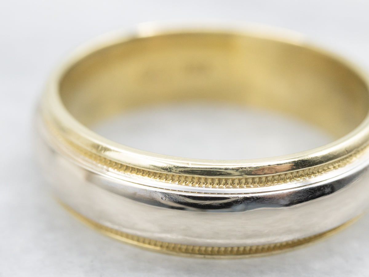 Men's 18-Karat Two Tone Band with Milgrain Edge