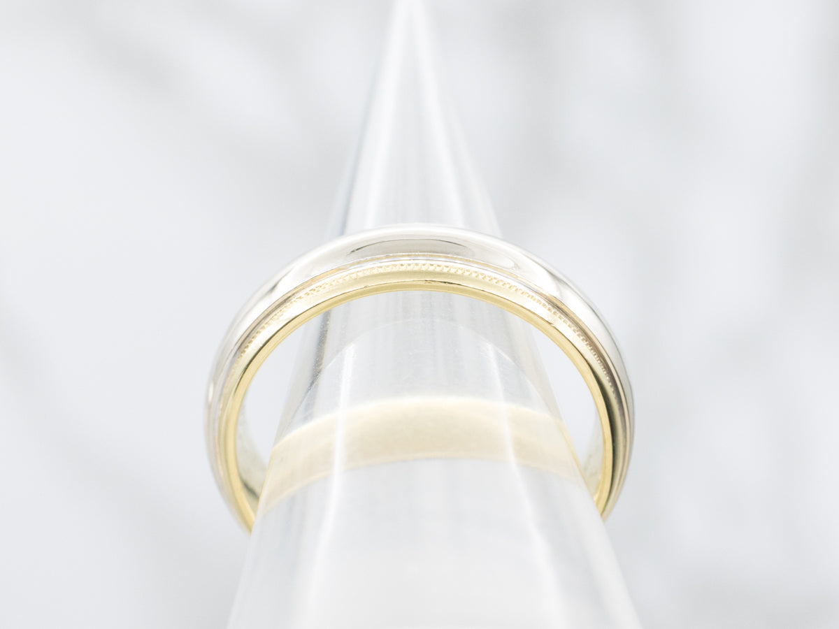 Men's 18-Karat Two Tone Band with Milgrain Edge