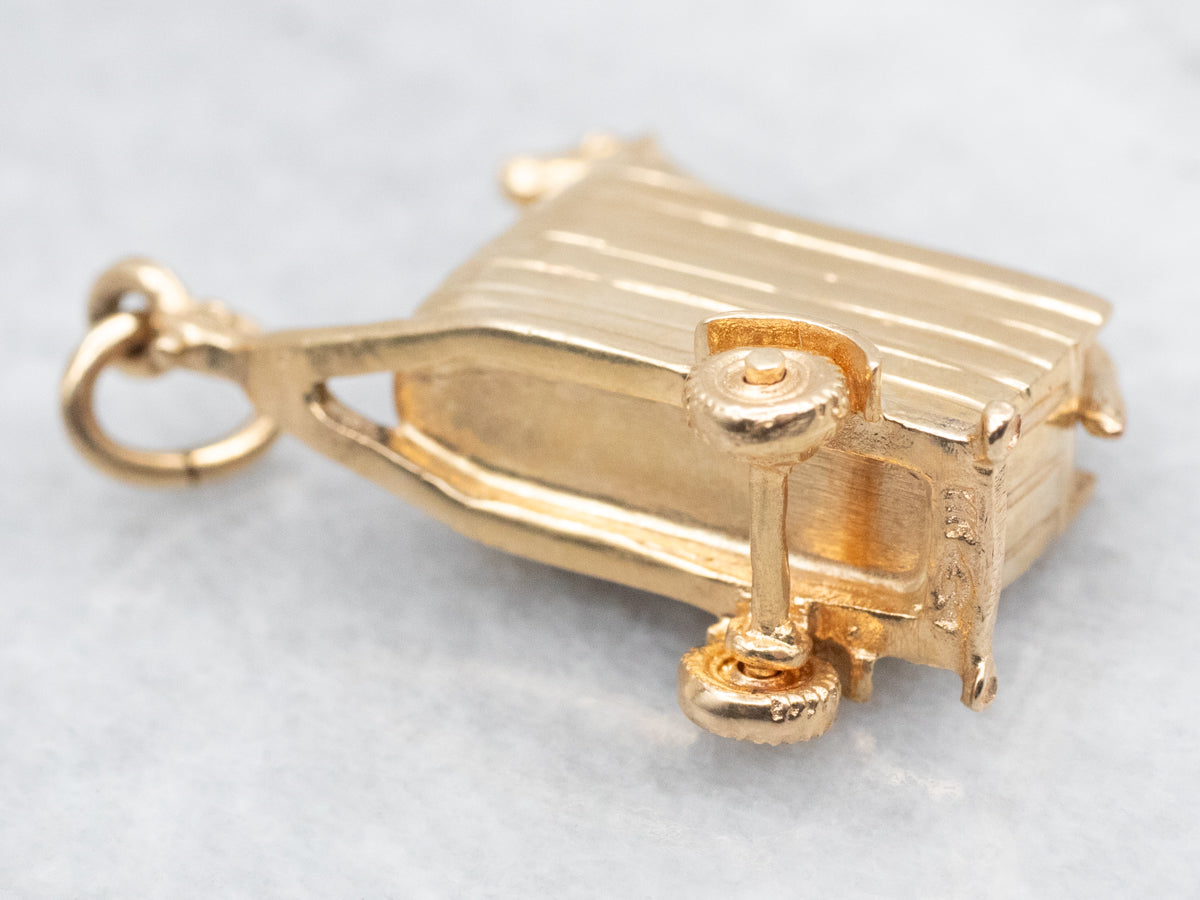 Yellow Gold Horse and Trailer Charm Pendant