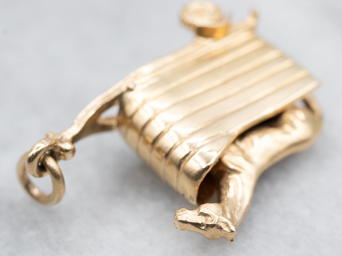 Yellow Gold Horse and Trailer Charm Pendant