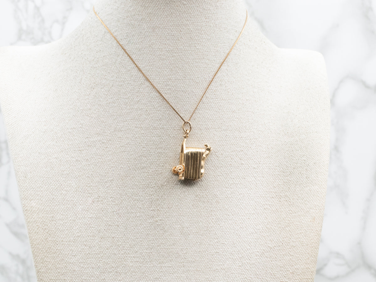 Yellow Gold Horse and Trailer Charm Pendant