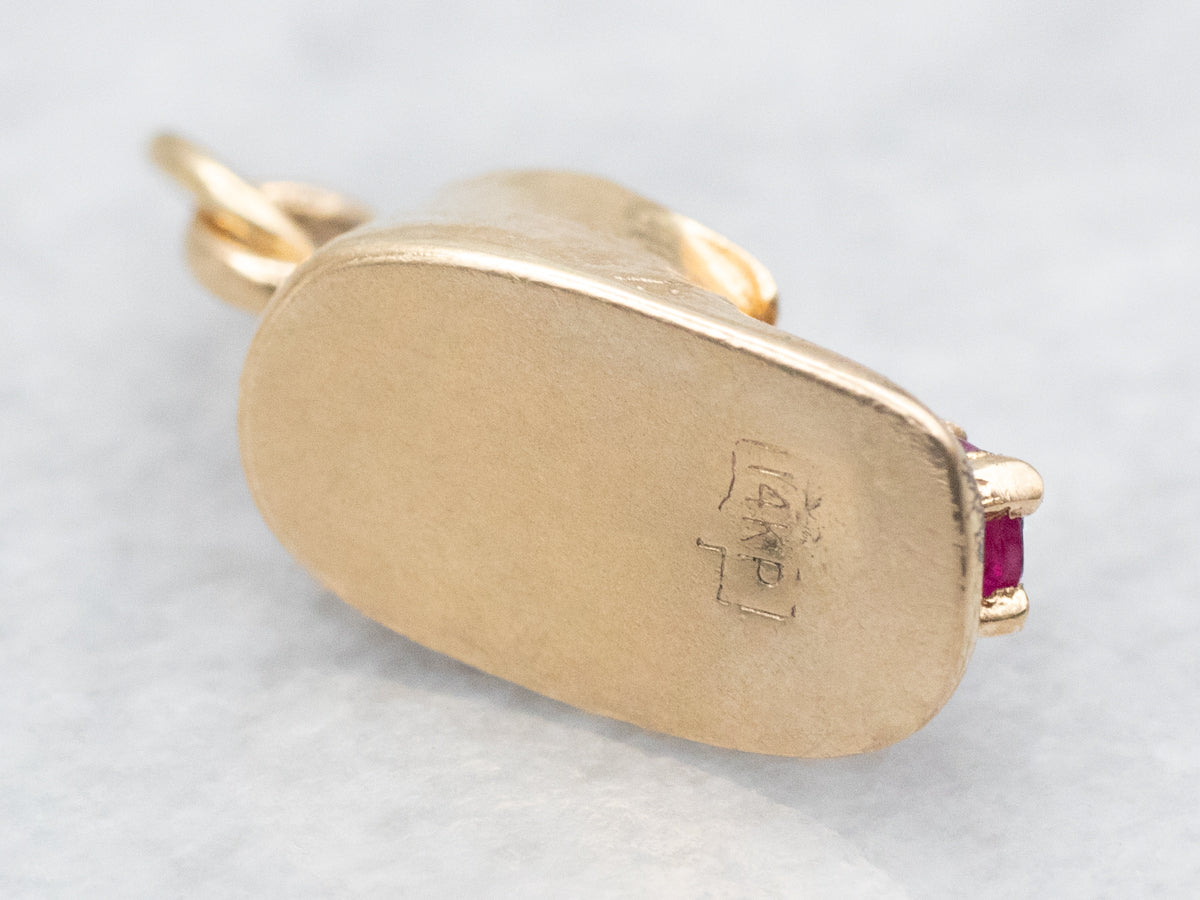 Gold and Ruby Baby Bootie Charm