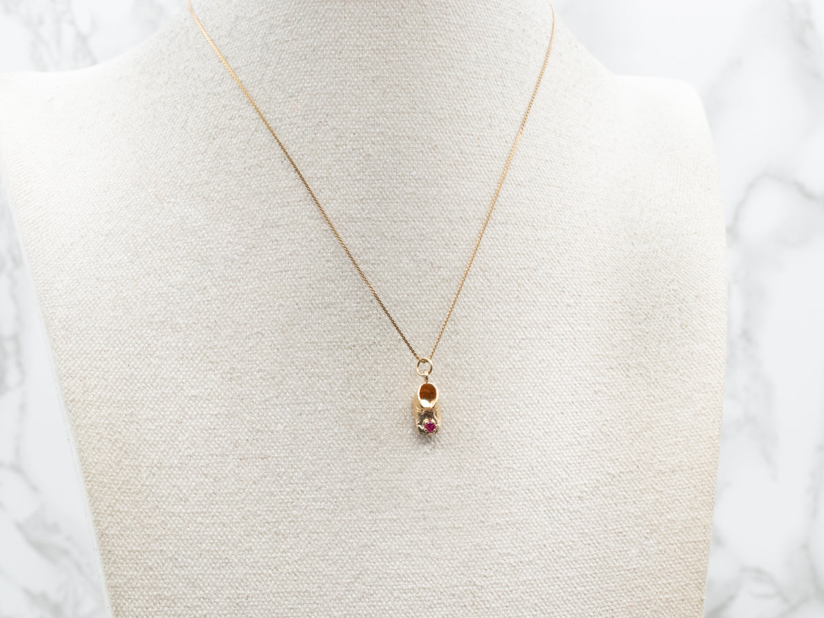 Gold and Ruby Baby Bootie Charm
