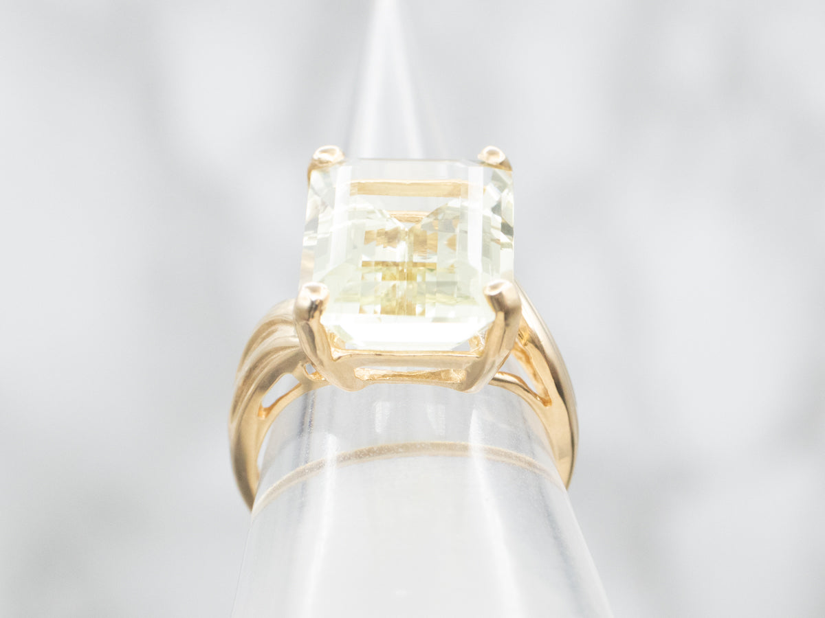 Light Blue-Green Beryl Split Shank Cocktail Ring