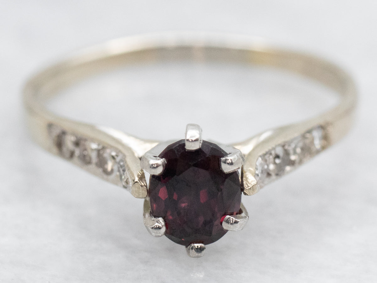 Plum Ruby and Diamond Engagement Ring